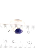 Matte Finish Sterling Silver Cabochon Lapis Ring Size About 6 & 1/2