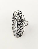 Sterling Silver Angular Oval Ring. R100601 Size 8&1/2