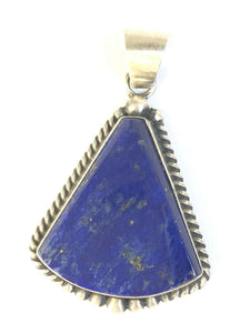 Native American Sterling Silver Navajo Indian Lapis Pendant. Signed Elouise Kee