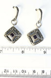 Sterling Silver 925 Filigree Square Amethyst Dangle Earrings Bali Jewelry