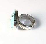 Native American Sterling Silver Navajo Kingman Turquoise Ring. Signed Size 6