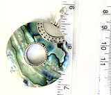 Sterling Silver 925 Round Shaped Abalone Shell Pendent Bali Jewelry