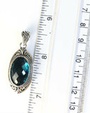 Sterling Silver 925 Oval Cushion Cut Blue Topaz Reversible Pendant Bali Jewelry