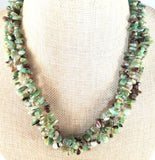 Triple Strand  Australian Jade Beaded Necklace About 18 Inches Long.