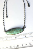 Native American Sterling Silver Navajo Kingman Turquoise Bar Necklace. Signed