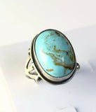 Native American Sterling Silver Navajo Indian Kingman Turquoise Ring Size 8 &1/2