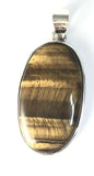 Sterling Silver Solid 925 Oval Shaped Tiger Eye Pendant. Jewelry.