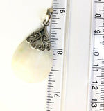 Sterling Silver 925 Pear White Mother Of Pearl Filigree Pendent Bali Jewelry
