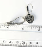 Sterling Silver 925 Pear Shaped Amethyst Dangle Heart Earrings Bali Jewelry