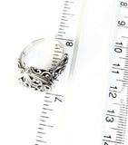Sterling Silver 925 Square Floral Design Filigree Ring Size 8 Bali Jewelry