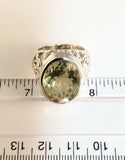 Sterling Silver 925 Oval Faceted Lemon Quartz Filigree Ring Size 7 Jewelry