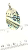 Sterling Silver 925 Oval Abalone Shell Wavy Design Pendant Bali Jewelry