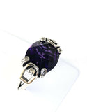 Sterling Silver 925 Oval Amethyst Filigree Size  6 Ring Bali Jewelry R011112