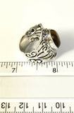 Sterling Silver Filigree Oval Shaped Tiger Eye Ring. Size 8