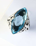 Sterling Silver 925 Marquise Blue Topaz Size 7 & 1/4 Ring Bali Jewelry R050510