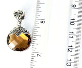 Sterling Silver 925 Bali Faceted Pear Shaped Filigree Citrine Reversible Pendant