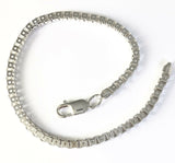 Italian Sterling Silver 9 & 1/2 Inch Thick Box Chain Bracelet 925 Italy 16.6 Gm