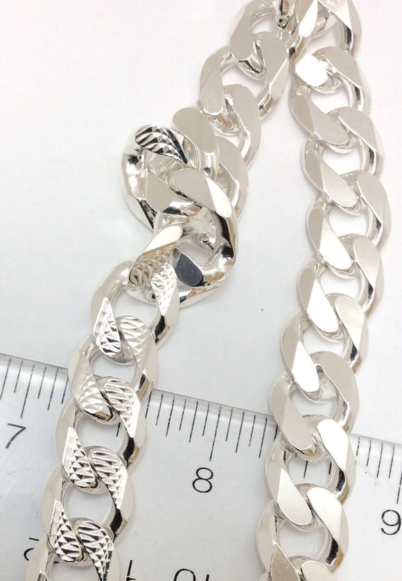 Sterling Silver Reversible Link 925 Italy Chain 24