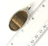 Sterling Silver Solid 925 Oval Shaped Tiger Eye Pendant. Jewelry.