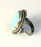 Native American Sterling Silver Navajo Kingman Turquoise Ring. Signed Size 10
