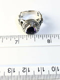 Sterling Silver  Triangular Cushion Cut Amethyst Filigree Inside Ring Size 9 R3