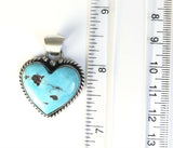Sterling Silver Native American Navajo Indian Kingman Turquoise Heart Pendant.