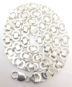 24" Italian Sterling Silver Flat Byzantine Chain. Weighs 123.50 grams. Italy 925