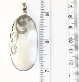 Sterling Silver 925 Floral Oval White Mother Of Pearl Shell Pendent Bali Jewelry