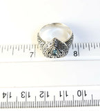 Sterling Silver 925 Pear Blue Topaz Filigree Size 6 Heart Ring Bali Jewelry