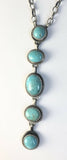 Native American Sterling Silver Navajo Indian Kingman Turquoise Lariat Necklace.
