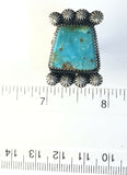 Large Native American Sterling Silver Navajo Kingman Turquoise Ring Size 6 & 3/4