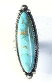 Large Native American Sterling Silver Navajo Turquoise Ring Size 10 Adjustable