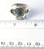 Sterling Silver 925 Square Faceted Blue Topaz Filigree Size 9 Ring Bali Jewelry