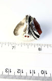 Native American Sterling Silver Zuni Coral Ring By Jude Candeleria Size 9 &7/8