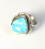 Native American Sterling Silver Navajo Blue Ridge Turquoise Ring Size 9 Signed