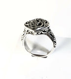 Sterling Silver 925 Square Floral Design Filigree Ring Size 7 Bali Jewelry