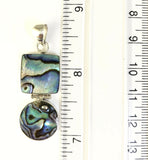 Sterling Silver 925 Square & Round Abalone Shell Hinged Pendant Bali Jewelry