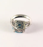 Sterling Silver Solid 925 Square Blue Topaz Filigree Size 7 Ring Jewelry R041802