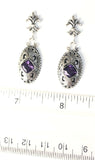 Sterling Silver 925 Square Amethyst Filigree Dangle Earrings Bali Jewelry