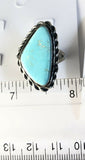 Native American Sterling Silver Navajo Sonoran Turquoise Ring. Signed Size 9