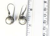 Sterling Silver 925 Round Mother Of Pearl Filigree Dangle Earrings Bali Jewelry