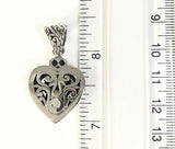 Sterling Silver 925 Pear Shaped Citrine Filigree Heart Pendant Bali Jewelry