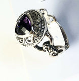 Sterling Silver 925 Triangular Cushion Amethyst Ring Size 7 Bali Jewelry R1