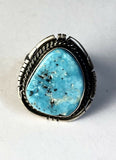 Native American Sterling Silver Navajo Sonoran Turquoise Ring. Signed Size 7 3/4