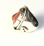 Native American Sterling Silver Zuni Coral Ring By Jude Candeleria Size 9 &7/8
