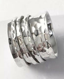 Hand Hammered Sterling Silver 3 Band Spin Spinner Ring Size 10 & 1/4 R071103