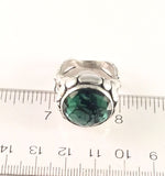 Sterling Silver 925 Round Green Quartz Filigree Size 7 Ring Bali Jewelry