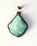 Native American Sterling Silver Navajo  Turquoise Pendant. Signed