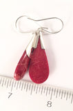 Sterling Silver 925 Pear Shaped Sponge Coral Dangle Earrings Bali Jewelry