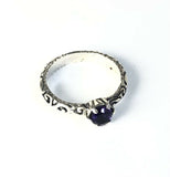 Sterling Silver 925 Round Faceted Amethyst Filigree Size 9 Ring Bali Jewelry
